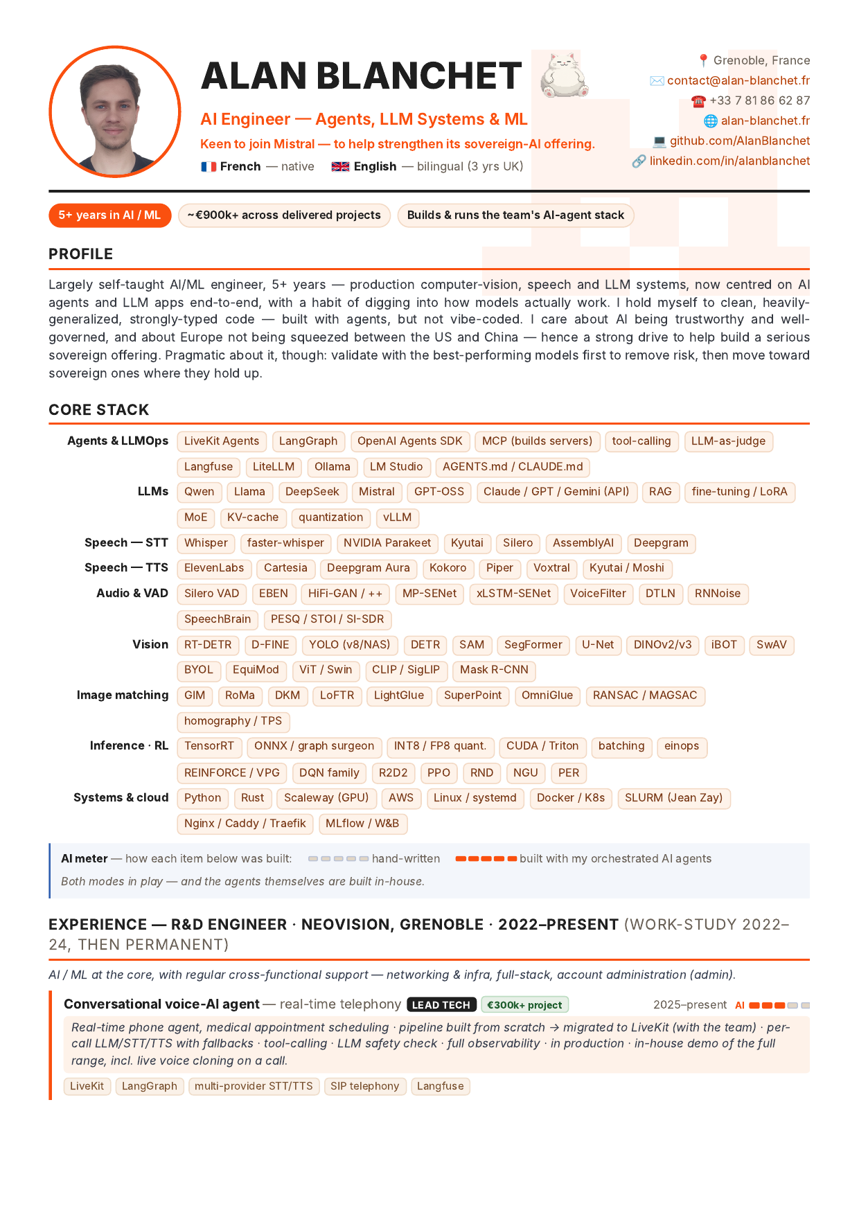 Alan Blanchet — CV page 1